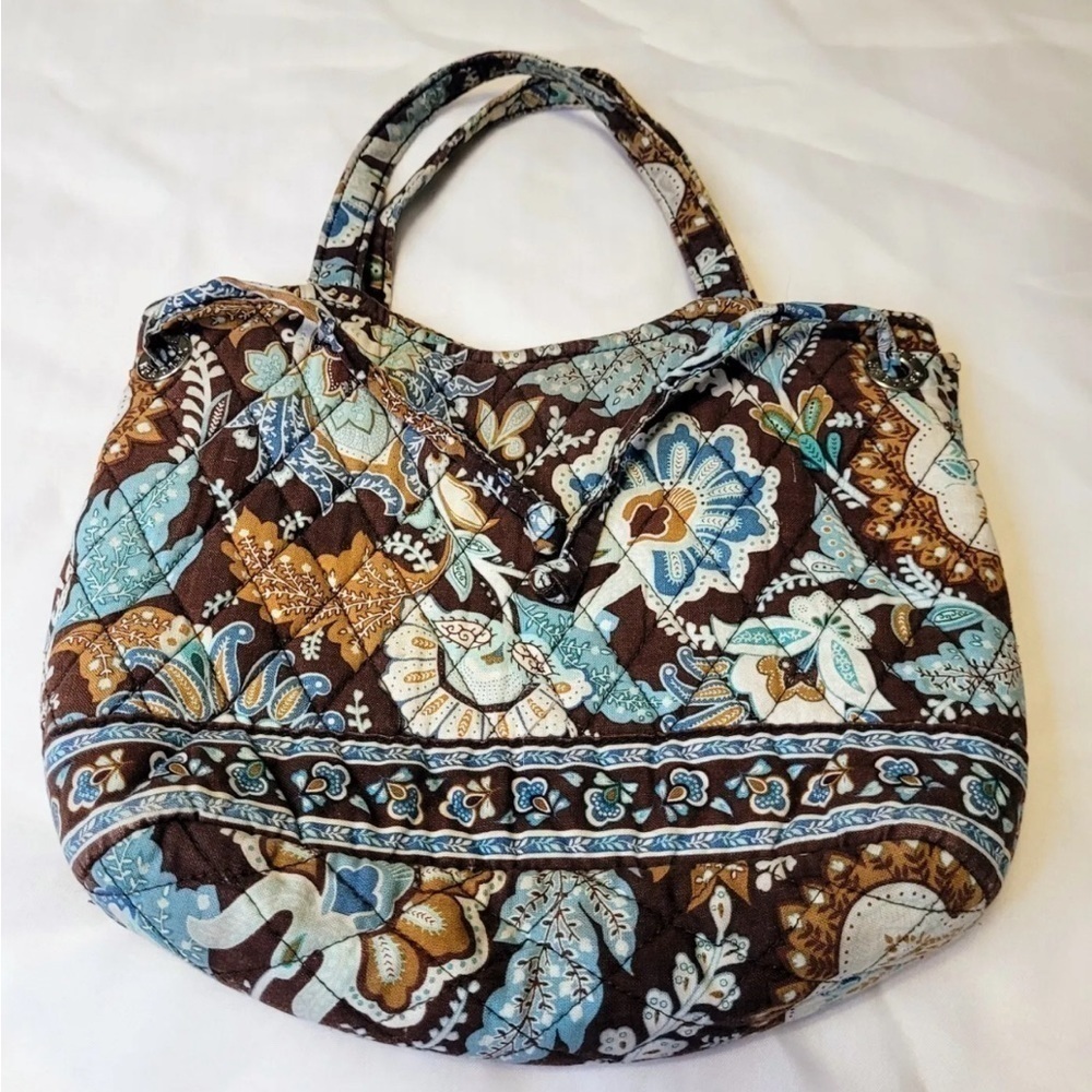 NWOT VERA BRADLEY BOHO RETIRED NON-ZIP JAVA BLUE/CHOCOLATE PAISLEY SMALL… - Picture 2 of 16
